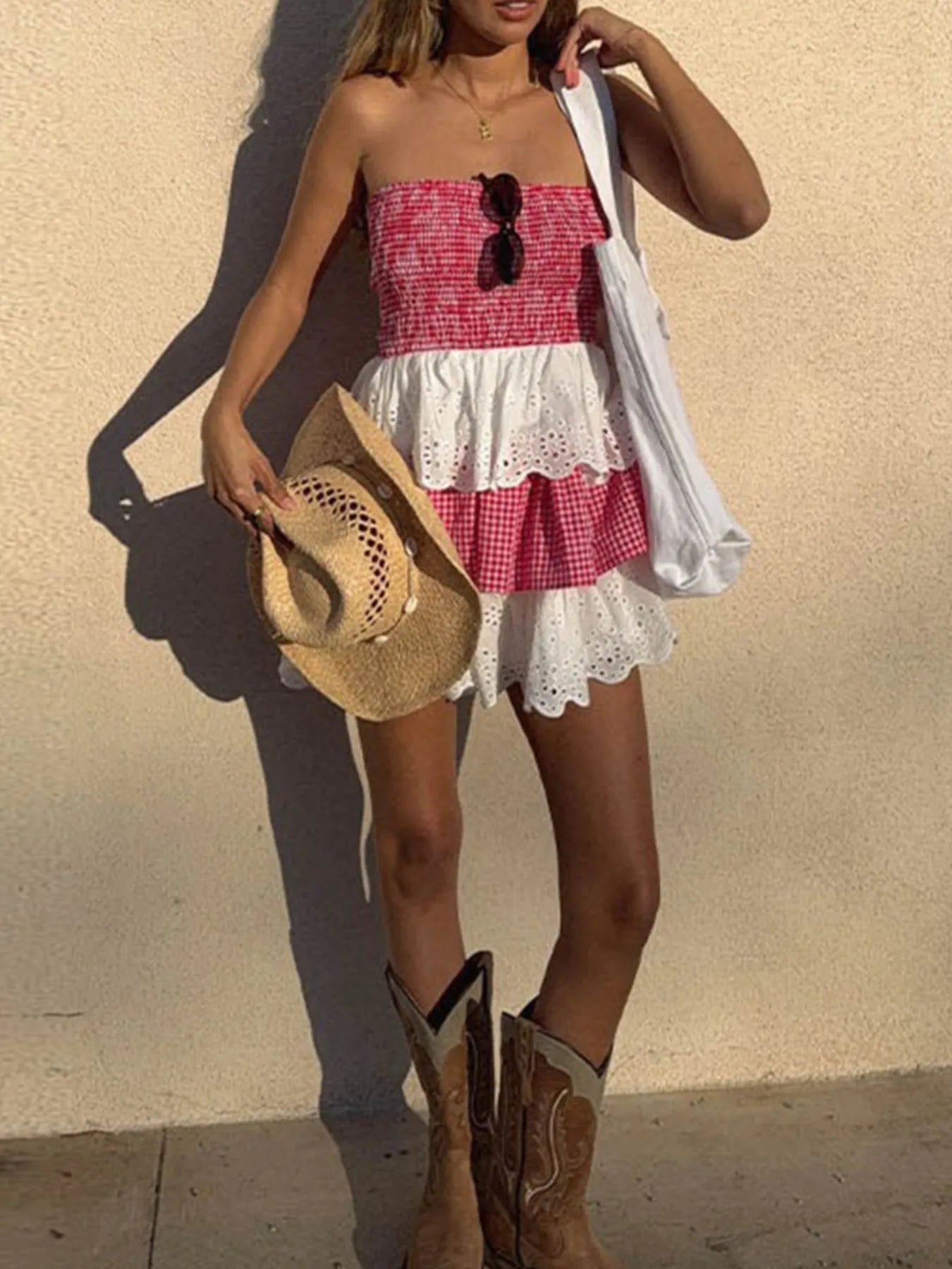 The Paloma Ruffle Layered Tube Dress.