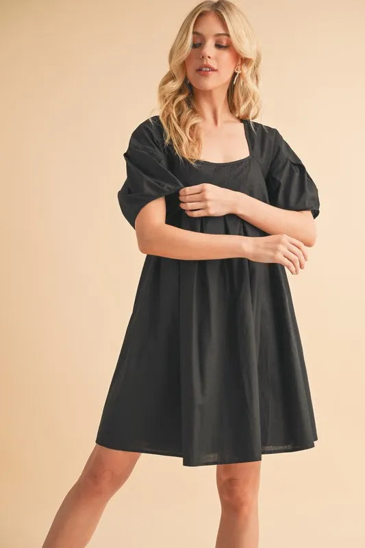 Aemi + Co Square Neck Babydoll Dress with Pockets.