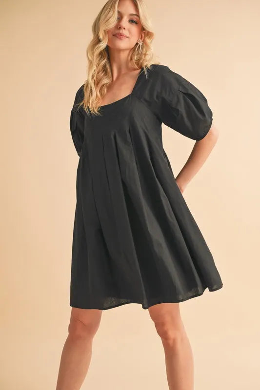 Aemi + Co Square Neck Babydoll Dress with Pockets.