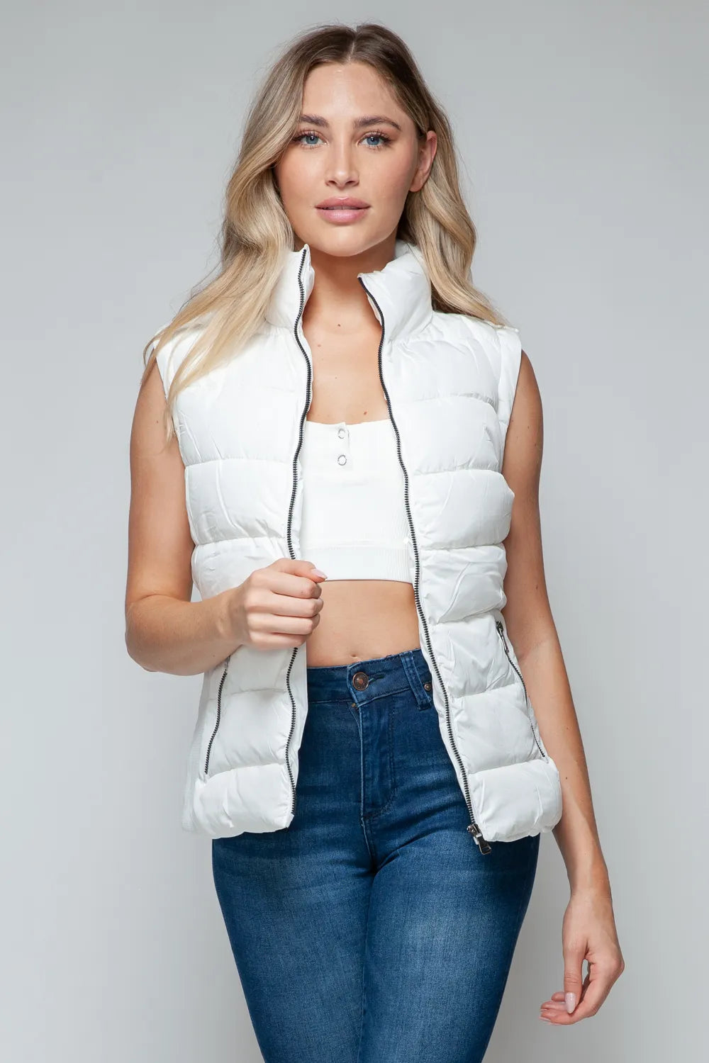 Snobbish Zip Up Turtleneck Vest with Pockets.