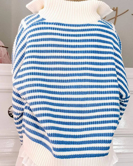 Striped Half Zip Long Sleeve Sweater