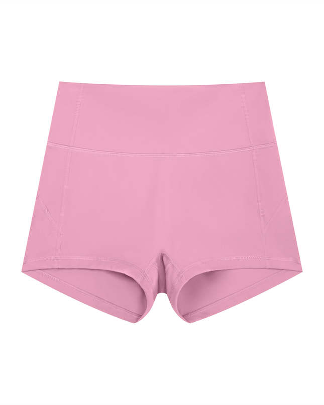 Yoga Bod Shorts in pink by Tuvi — high-waisted nylon-spandex bike shorts