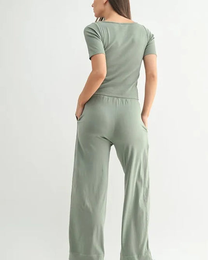 MONO B Vintage Ease Pima Cotton Tee and Pants Set.