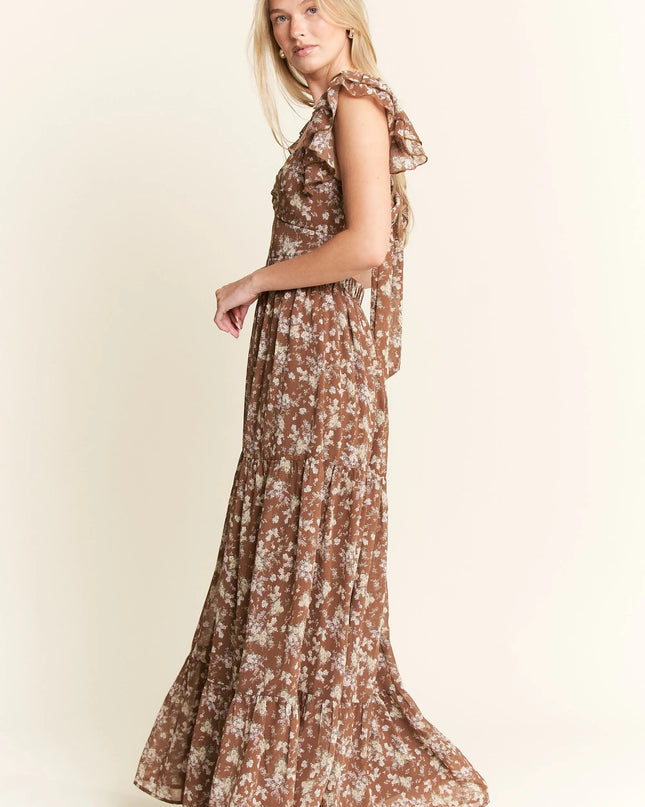 Jade By Jane Ruffle Sleeve Tiered Maxi Dress.