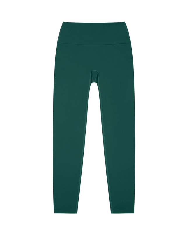 Golden Hour Leggings in dark green by Tuvi — high-waisted nylon-spandex leggings