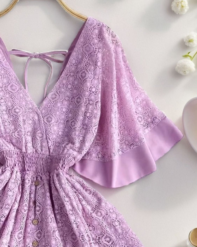 Feeling It Tie Back Lace Mini Dress