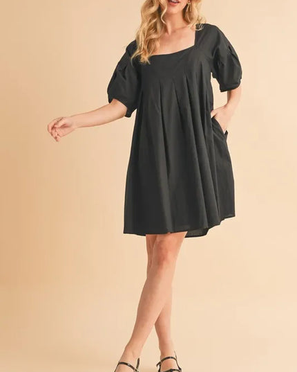 Aemi + Co Square Neck Babydoll Dress with Pockets.