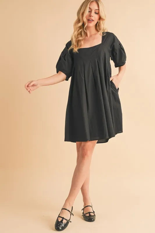 Aemi + Co Square Neck Babydoll Dress with Pockets.