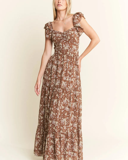 Jade By Jane Ruffle Sleeve Tiered Maxi Dress.