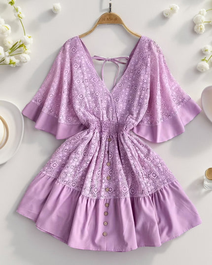 Feeling It Tie Back Lace Mini Dress