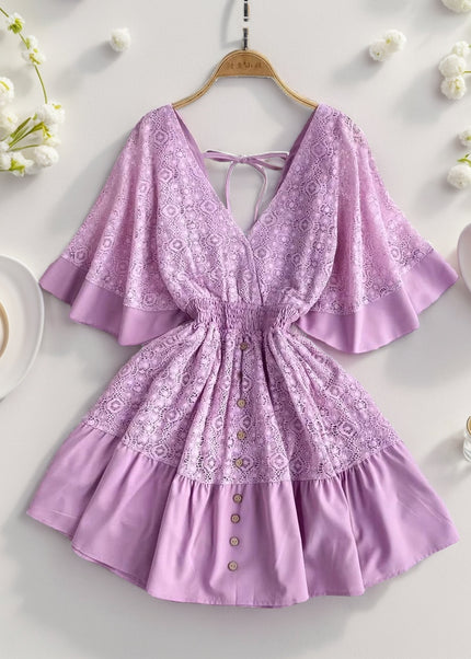 Feeling It Tie Back Lace Mini Dress