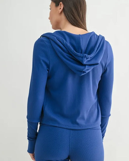 MONO B Ribbed Long Sleeve Hoodie.