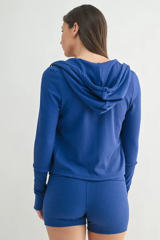 MONO B Ribbed Long Sleeve Hoodie.