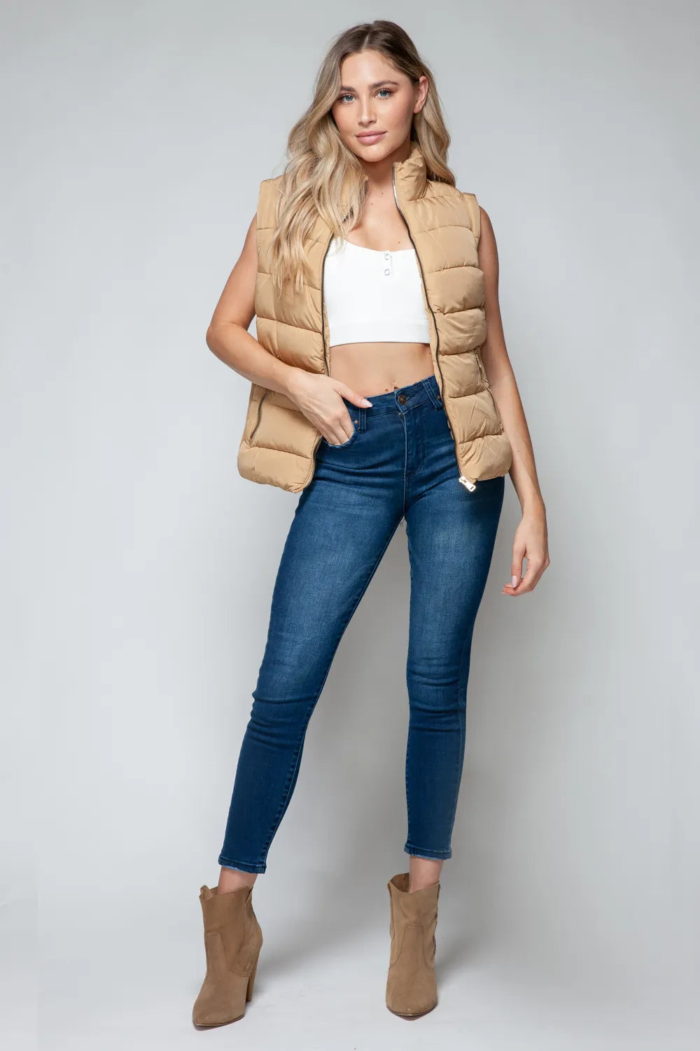 Snobbish Zip Up Turtleneck Vest with Pockets.