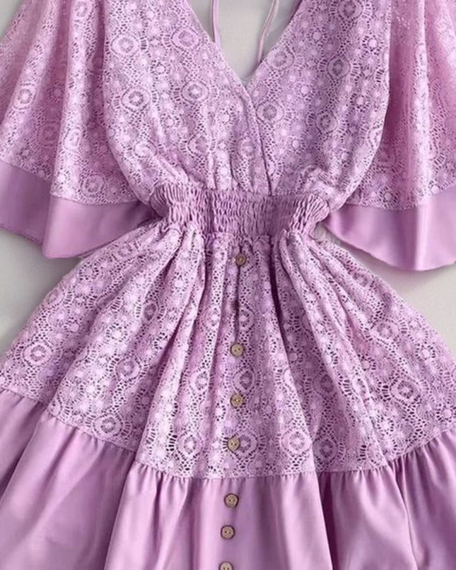 Feeling It Tie Back Lace Mini Dress