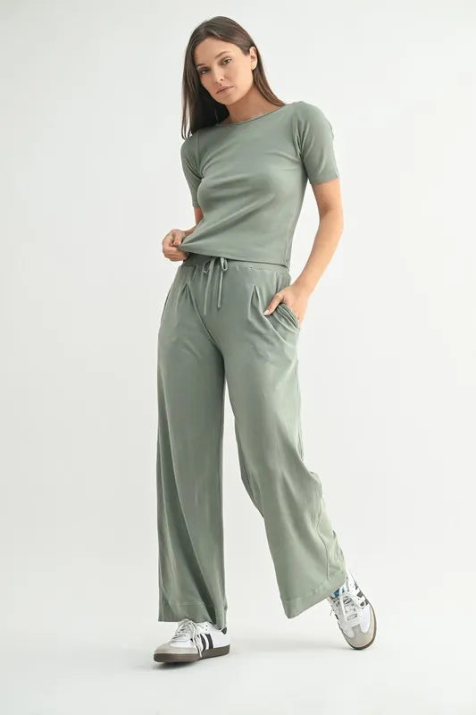 MONO B Vintage Ease Pima Cotton Tee and Pants Set.