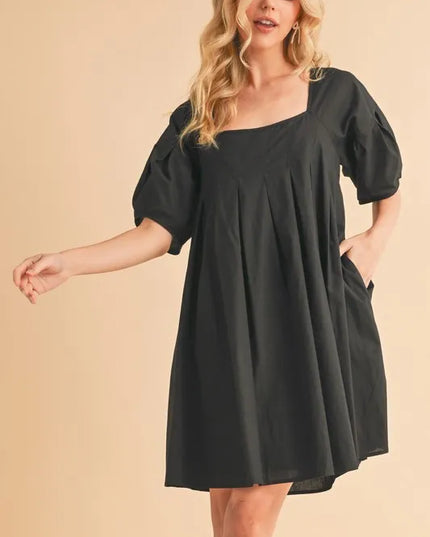 Aemi + Co Square Neck Babydoll Dress with Pockets.