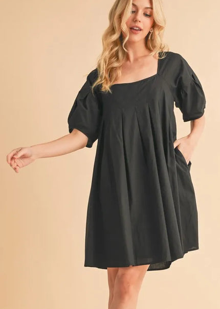 Aemi + Co Square Neck Babydoll Dress with Pockets.