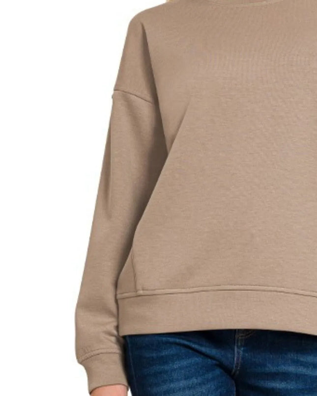 Zenana Scuba Round-neck Sweatshirts.