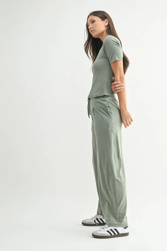 MONO B Vintage Ease Pima Cotton Tee and Pants Set.