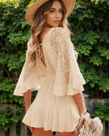 Feeling It Tie Back Lace Mini Dress