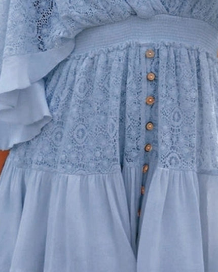 Feeling It Tie Back Lace Mini Dress