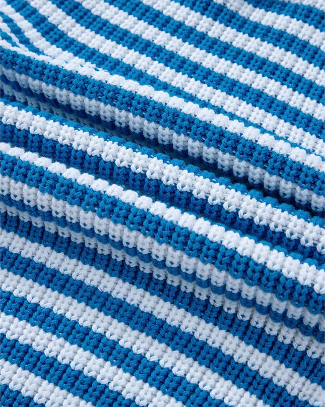 Striped Half Zip Long Sleeve Sweater