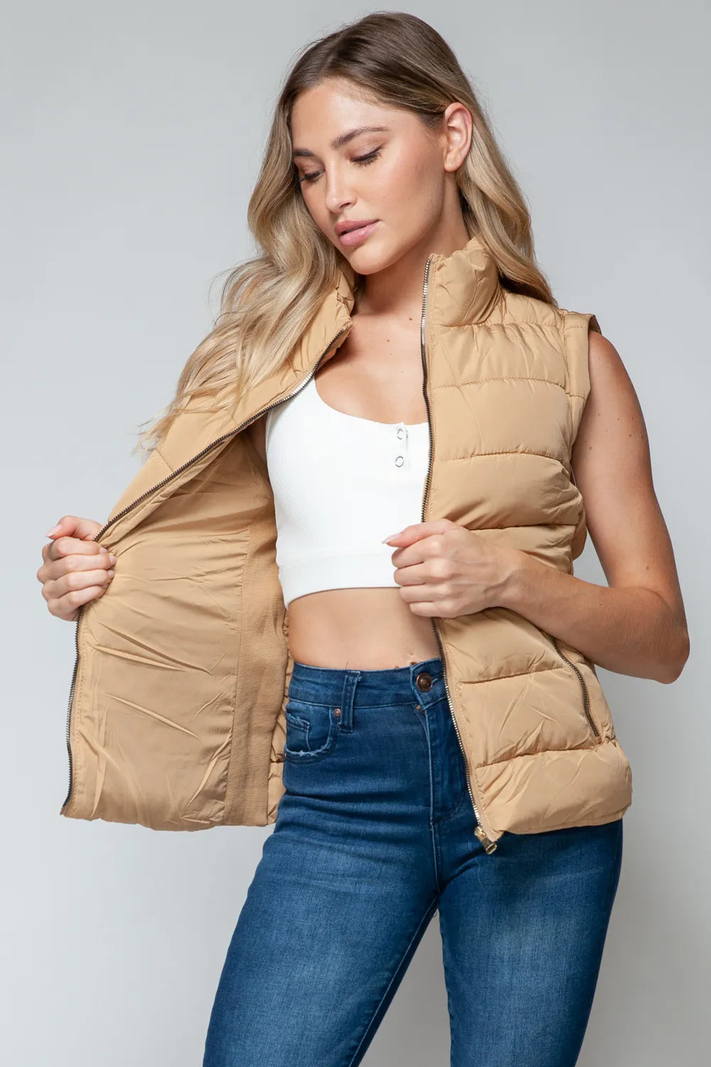 Snobbish Zip Up Turtleneck Vest with Pockets.