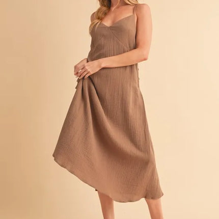 Aemi+Co Side Button Midi Cami Dress.