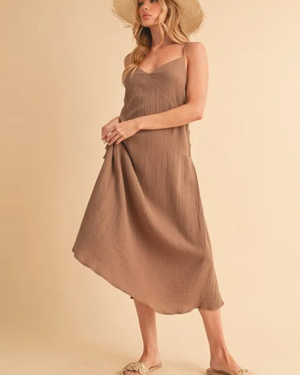 Aemi+Co Side Button Midi Cami Dress.