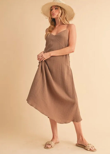 Aemi+Co Side Button Midi Cami Dress.