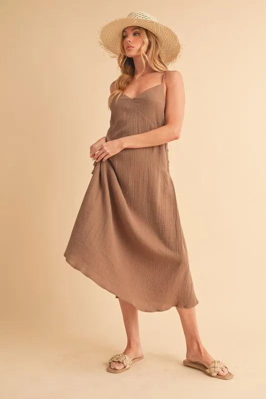 Aemi+Co Side Button Midi Cami Dress.