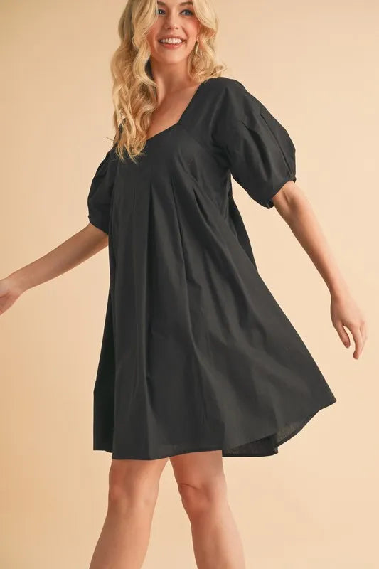 Aemi + Co Square Neck Babydoll Dress with Pockets.