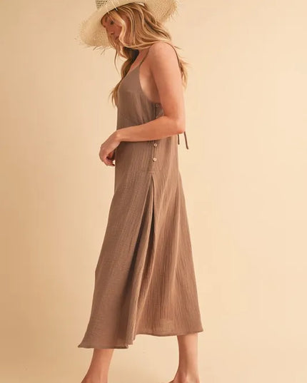Aemi+Co Side Button Midi Cami Dress.
