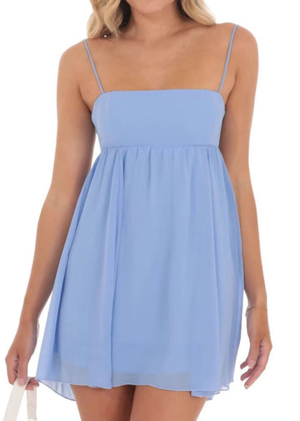 Tie Back Spaghetti Strap Mini Dress.