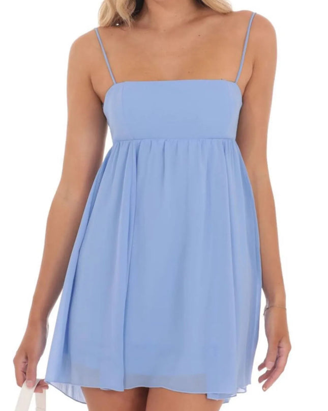 Tie Back Spaghetti Strap Mini Dress.