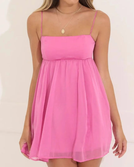 Tie Back Spaghetti Strap Mini Dress.