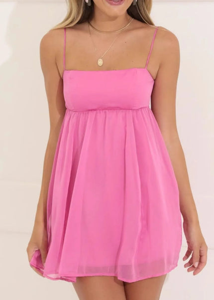 Tie Back Spaghetti Strap Mini Dress.
