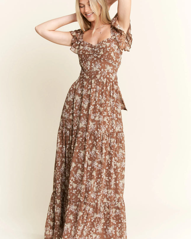 Jade By Jane Ruffle Sleeve Tiered Maxi Dress.