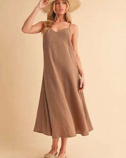 Aemi+Co Side Button Midi Cami Dress.