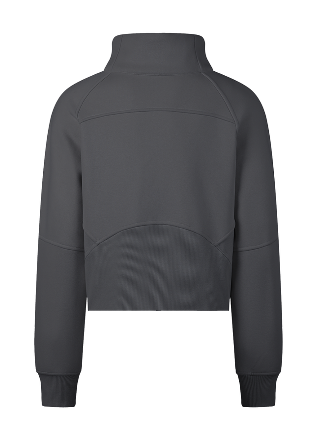 Cropped Half-Zip Sweatshirt in gray by Tuvi — relaxed cropped half-zip in a cotton-polyester blend