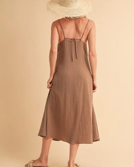 Aemi+Co Side Button Midi Cami Dress.