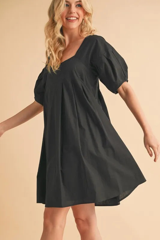 Aemi + Co Square Neck Babydoll Dress with Pockets.
