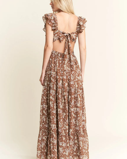 Jade By Jane Ruffle Sleeve Tiered Maxi Dress.