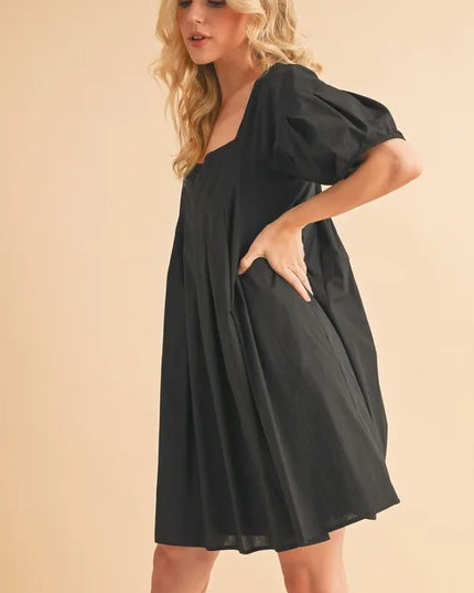 Aemi + Co Square Neck Babydoll Dress with Pockets.