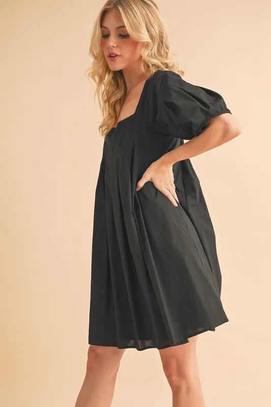Aemi + Co Square Neck Babydoll Dress with Pockets.