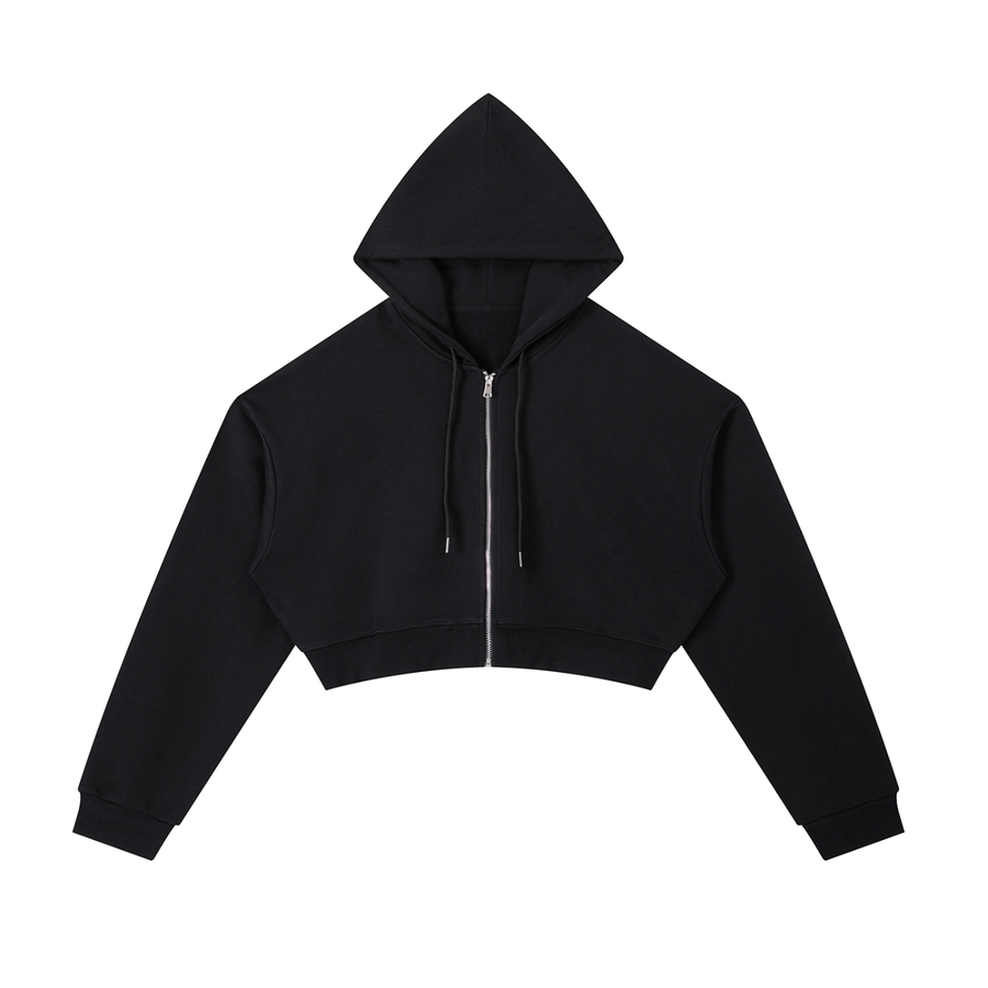 Essential Full Zip Cropped Hoodie