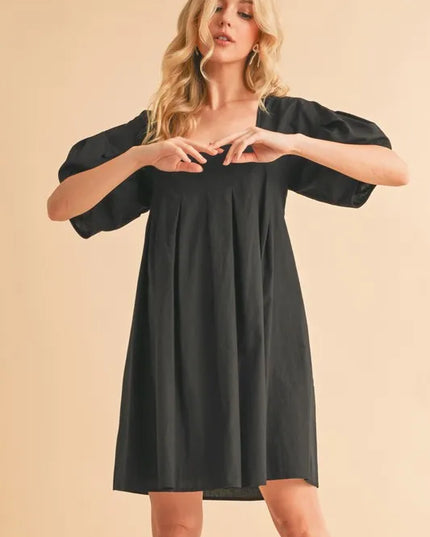 Aemi + Co Square Neck Babydoll Dress with Pockets.