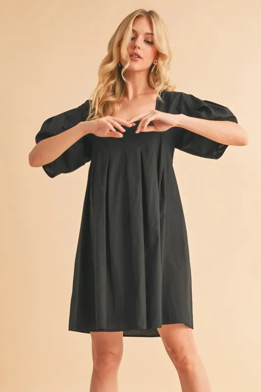 Aemi + Co Square Neck Babydoll Dress with Pockets.