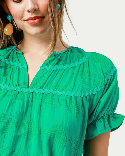 The Lanikai Short Sleeve Ruffle Babydoll Dress.